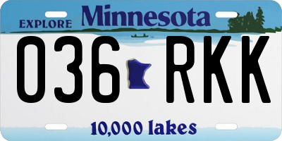 MN license plate 036RKK