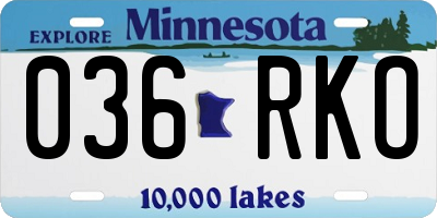 MN license plate 036RKO