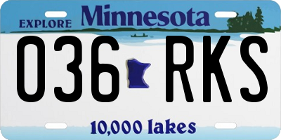 MN license plate 036RKS