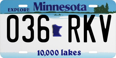 MN license plate 036RKV