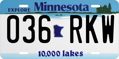 MN license plate 036RKW