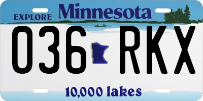 MN license plate 036RKX
