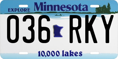 MN license plate 036RKY