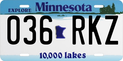 MN license plate 036RKZ