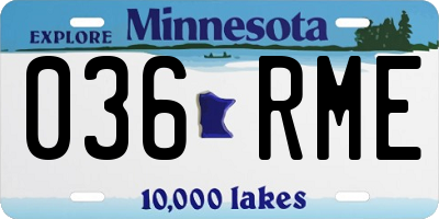 MN license plate 036RME