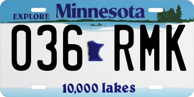 MN license plate 036RMK