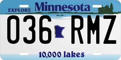 MN license plate 036RMZ