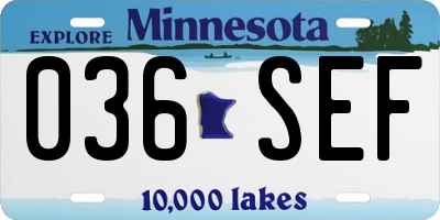 MN license plate 036SEF