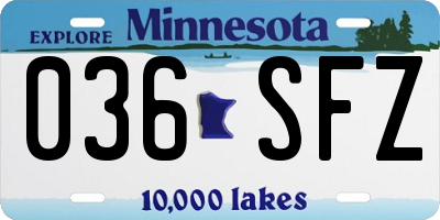 MN license plate 036SFZ