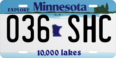 MN license plate 036SHC