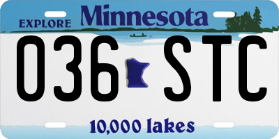 MN license plate 036STC