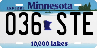 MN license plate 036STE