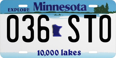 MN license plate 036STO
