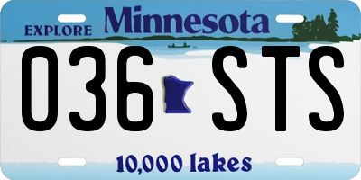 MN license plate 036STS