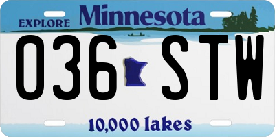 MN license plate 036STW