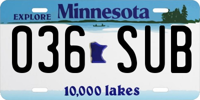 MN license plate 036SUB