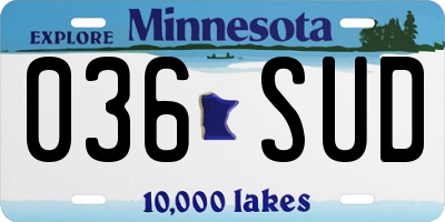 MN license plate 036SUD