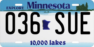 MN license plate 036SUE