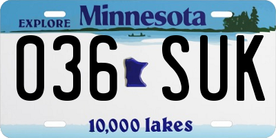 MN license plate 036SUK