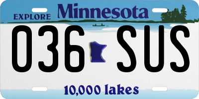 MN license plate 036SUS