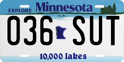 MN license plate 036SUT