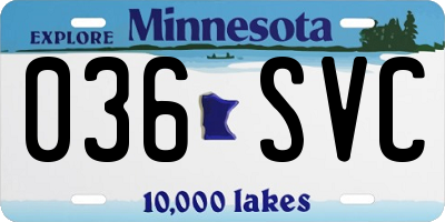 MN license plate 036SVC