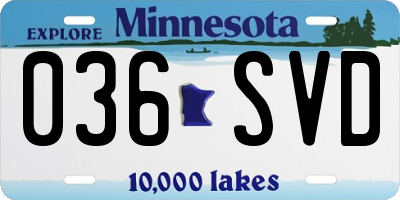 MN license plate 036SVD