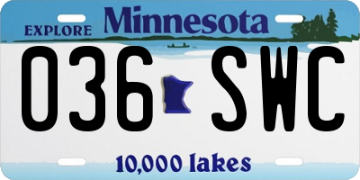 MN license plate 036SWC