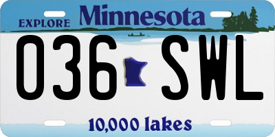 MN license plate 036SWL