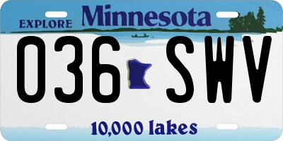 MN license plate 036SWV