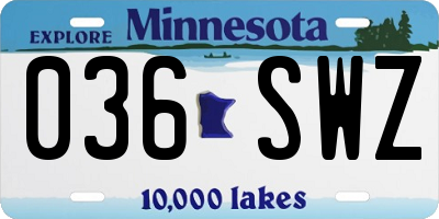 MN license plate 036SWZ