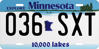 MN license plate 036SXT