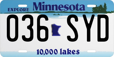 MN license plate 036SYD