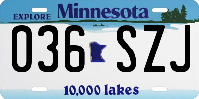 MN license plate 036SZJ