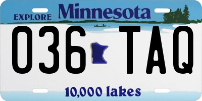 MN license plate 036TAQ