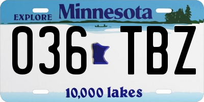 MN license plate 036TBZ