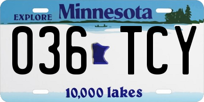 MN license plate 036TCY