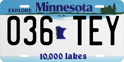 MN license plate 036TEY