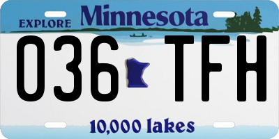 MN license plate 036TFH