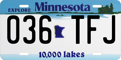 MN license plate 036TFJ