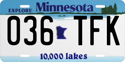 MN license plate 036TFK