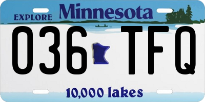 MN license plate 036TFQ