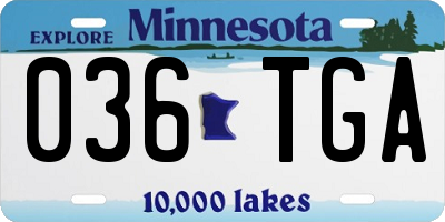 MN license plate 036TGA