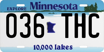 MN license plate 036THC