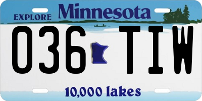 MN license plate 036TIW
