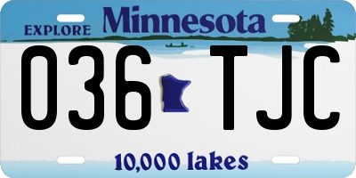MN license plate 036TJC