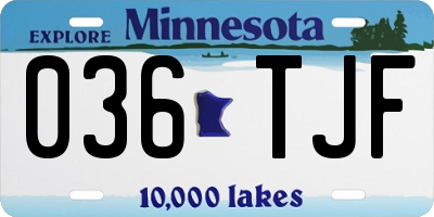 MN license plate 036TJF