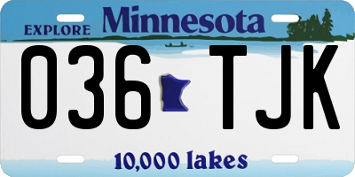 MN license plate 036TJK