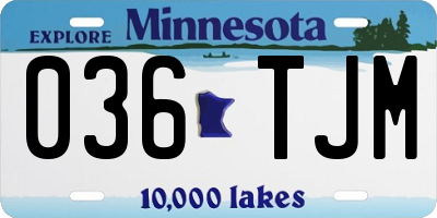 MN license plate 036TJM