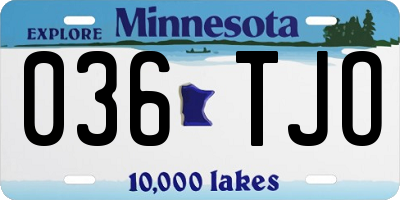MN license plate 036TJO